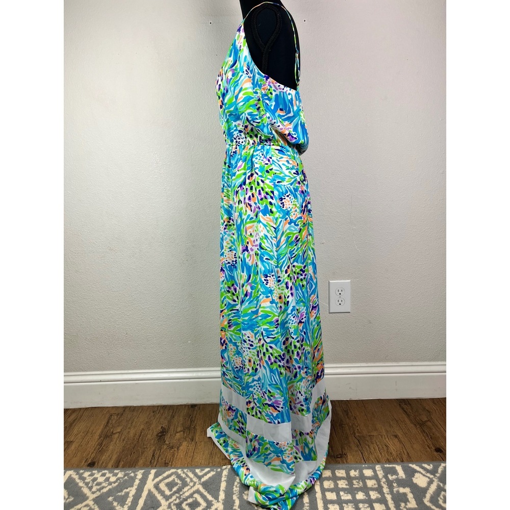Lilly Pulitzer Deanna Long Maxi Dress in Sea Soirée Print Women Medium Boho Chic - Picture 3 of 13
